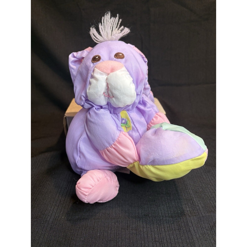 Fisher Price Puffalump Purple Bunny Rabbit Plush Holding Easter Egg Vintage 1988